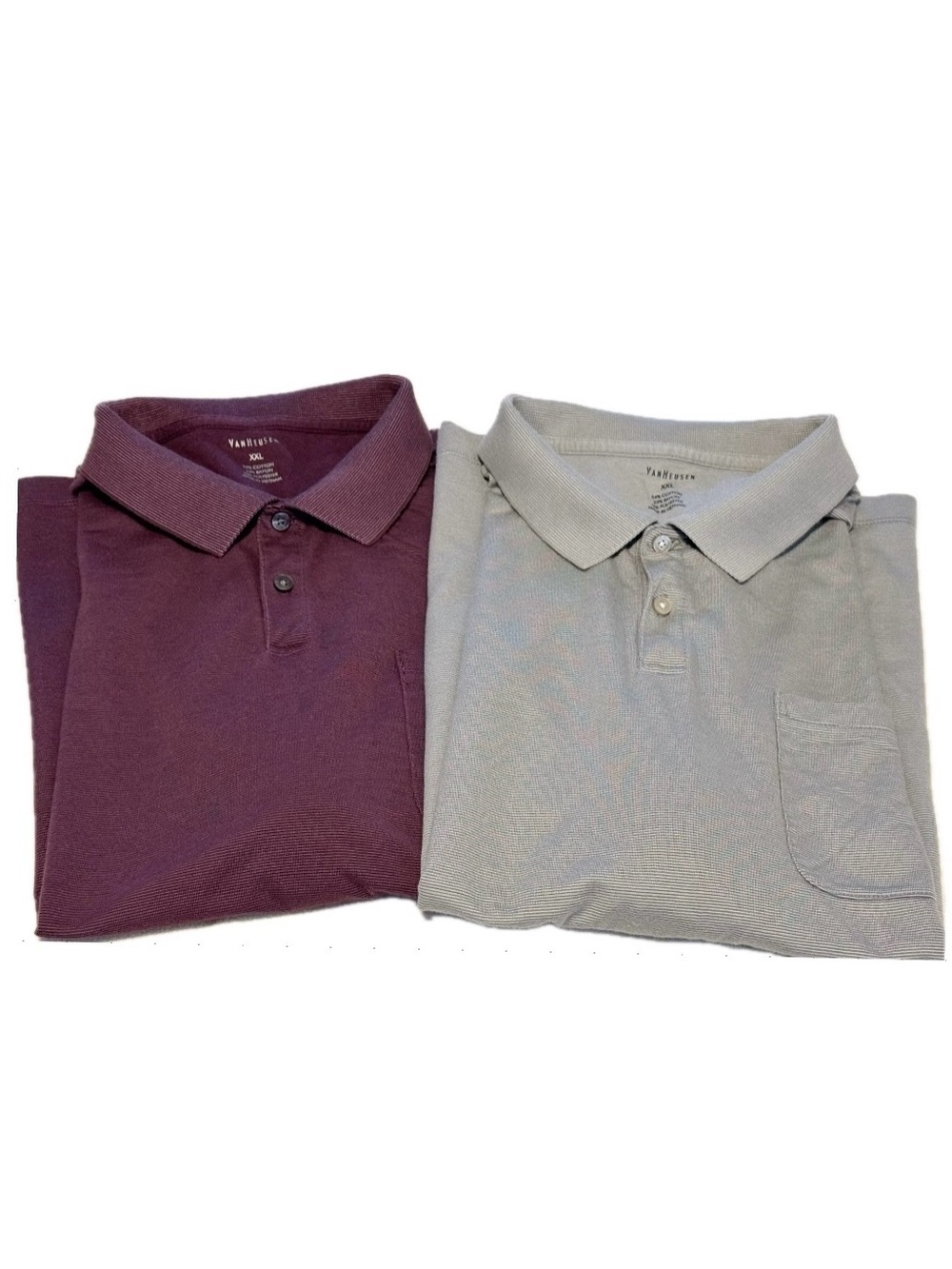 Van Heusen Men's Feeder Stripe Polo Shirts Bundle (Set of 2) XXL Pocket Casual